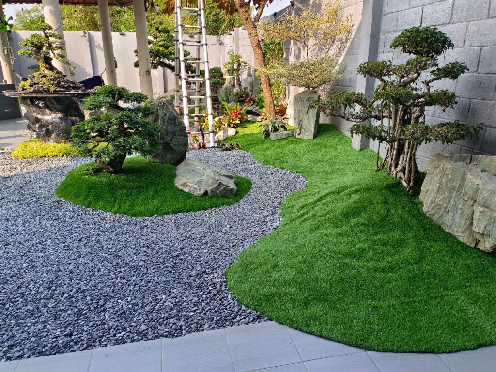 thảm cỏ nhân tạo trải vườn